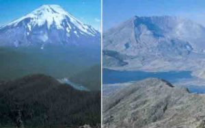 Vulcano St. Helens prima e dopo Eruzione del 1980