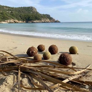 Palle di Posidonia o Egagropile in Spiaggia